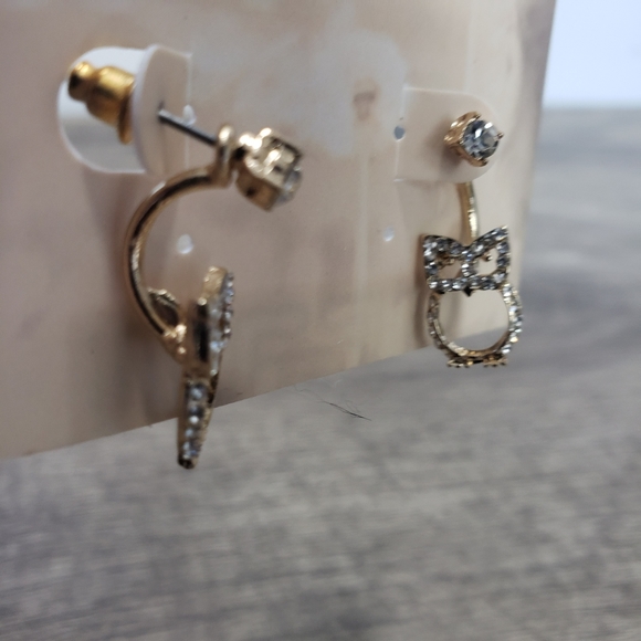 Jewelry - Goldtone and CZ Owl Earrings